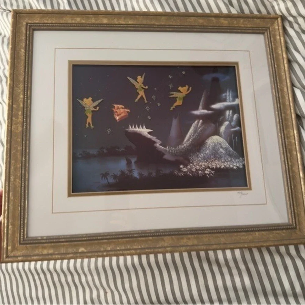 Disney Tinkerbell Framed Peter Pan Wall Art Night Flight Artwork Limited Edition